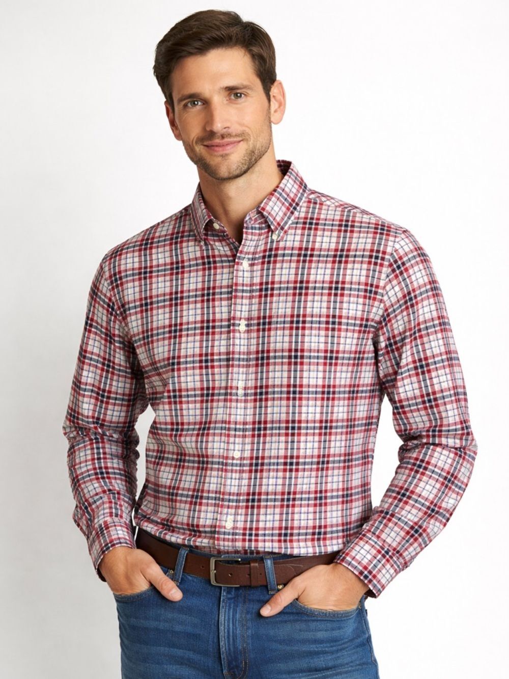 Lyle & Scott Scotland Men’s Red Plaid Button Down Dress Shirt Size XL EUC